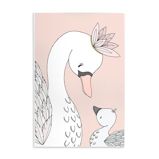 Stupell Industries Mother & Baby Swan Flower Crowns Princess Animals Wall Plaque Art
